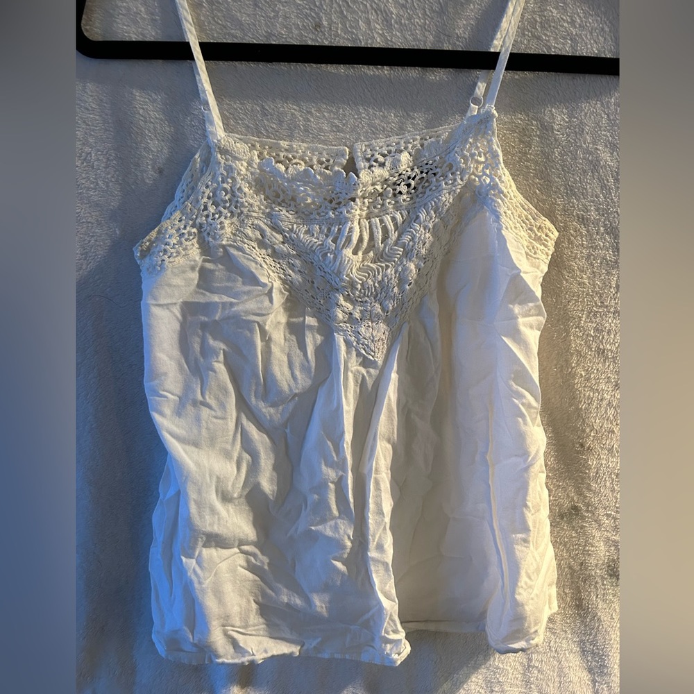 White Lacey tank top with adjustable straps